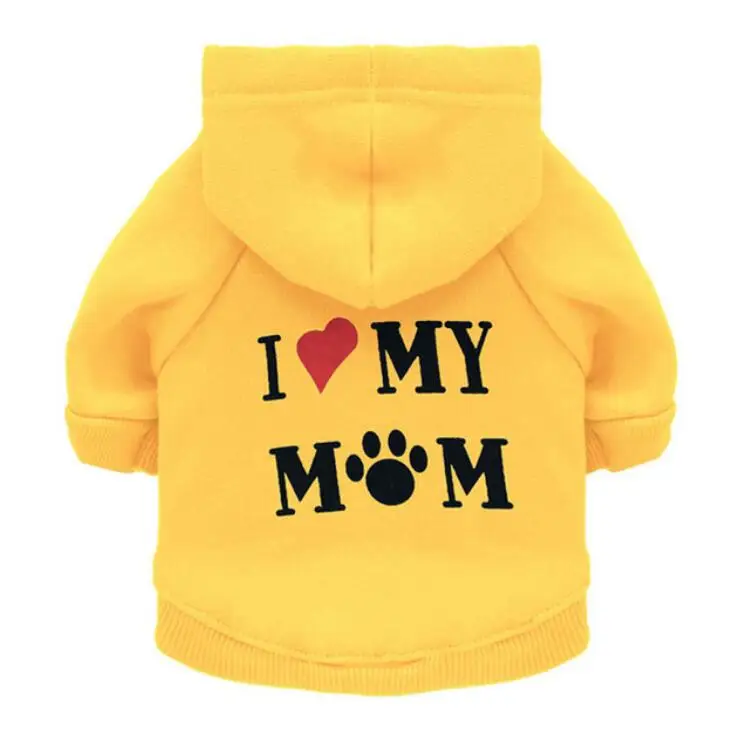 Цвет: желтый Теплая одежда для собак, одежда для щенков I Love My Mum, спортивные худи для домашних собак, одежда для щенков, зимняя одежда для чихуахуа, 15 - Цвет: Цвет: желтый