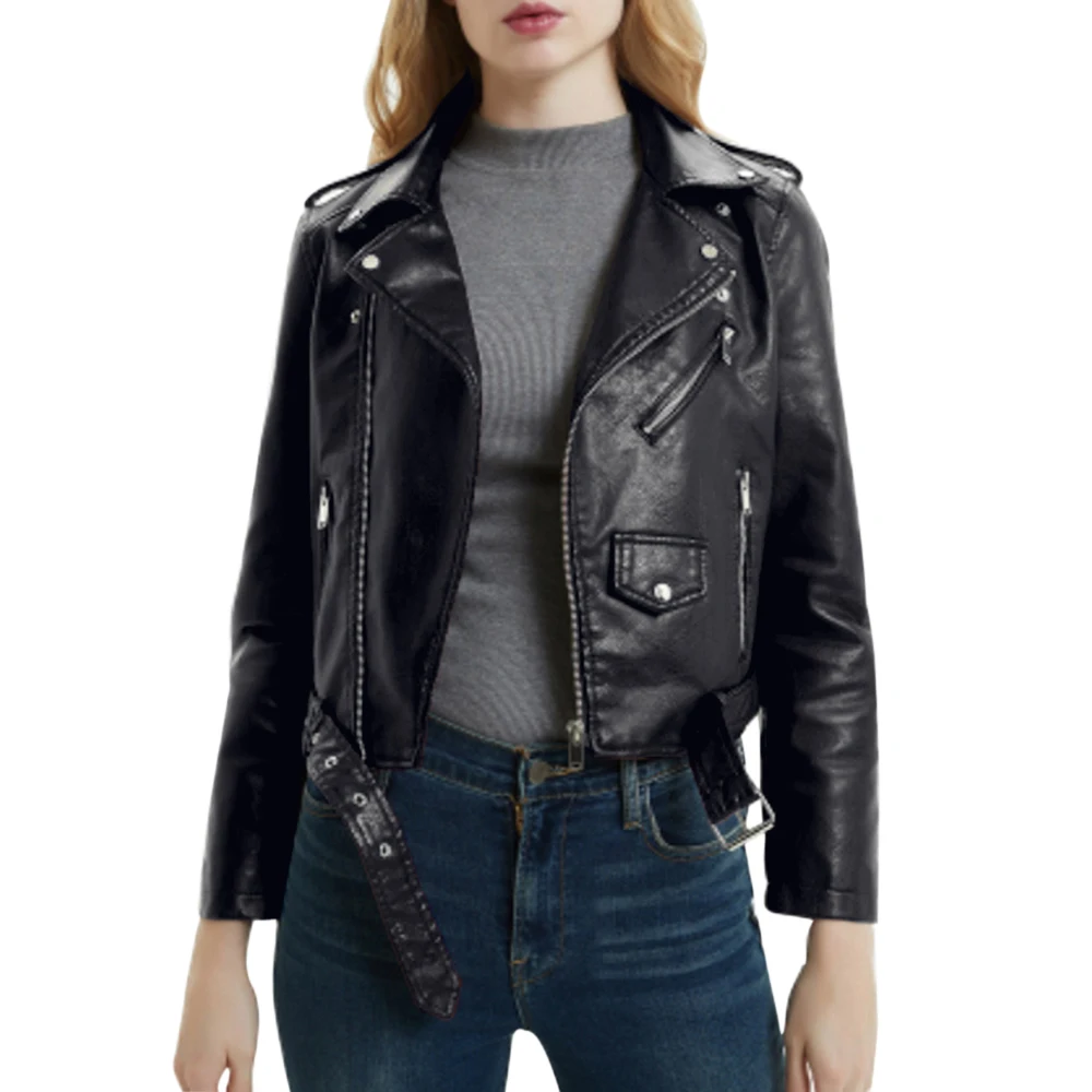 

2019 Korean Motorcycle Short Coat New Spring Women's Jacket The Self-cultivation Pu Leather Jacket Women's Leather Bright