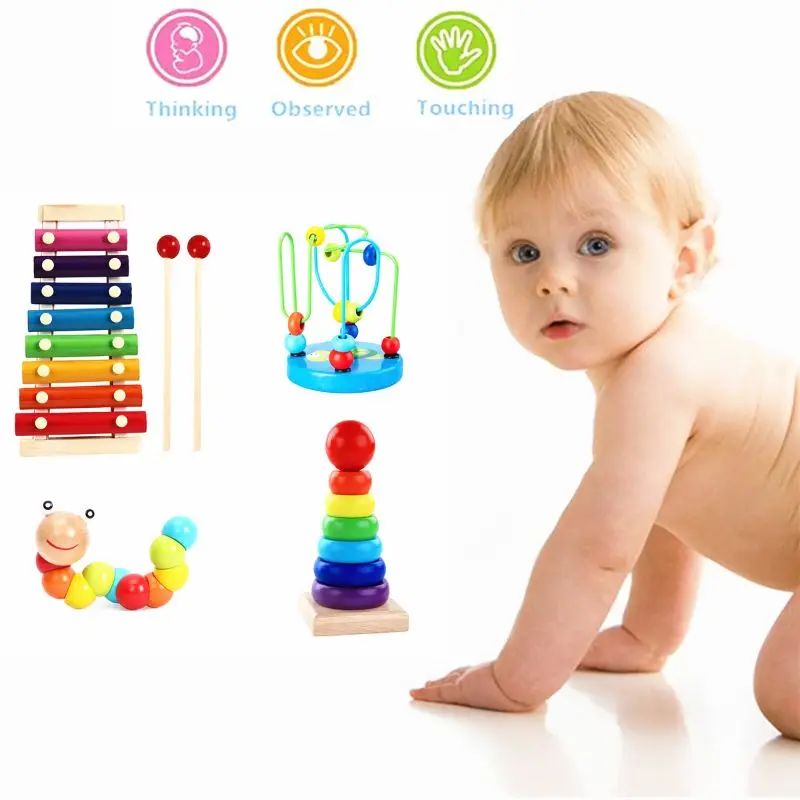 Montessori Wooden Toys Childhood Learning Toy Children Kids Baby Colorful Wooden Blocks Enlightenment Educational Toy