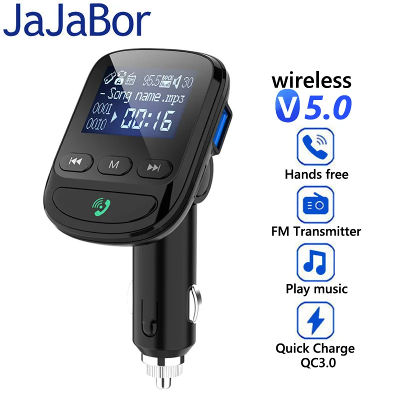 JaJaBor FM Transmitter Wireless Handsfree Bluetooth Carkit Bluetooth 5.
