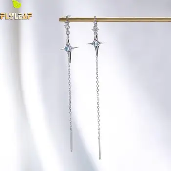 

Flyleaf Arctic Starlight Crystal Earings Fashion Jewelry Long Drop Earrings For Women Real 925 Sterling Silver Fine Jewelry