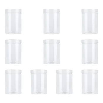 

10pcs Transparent Plastic Can Food Storage Container Sealed Jar with Lid for Coffee Bean Nuts (530ml) (Transparent Plastic Lid)