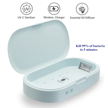 

Cell Phone Sanitizer Box Fast Wireless Charger Aromatherapy Portable Safe Multi-Function phone Disinfection UV Light Sterilizer