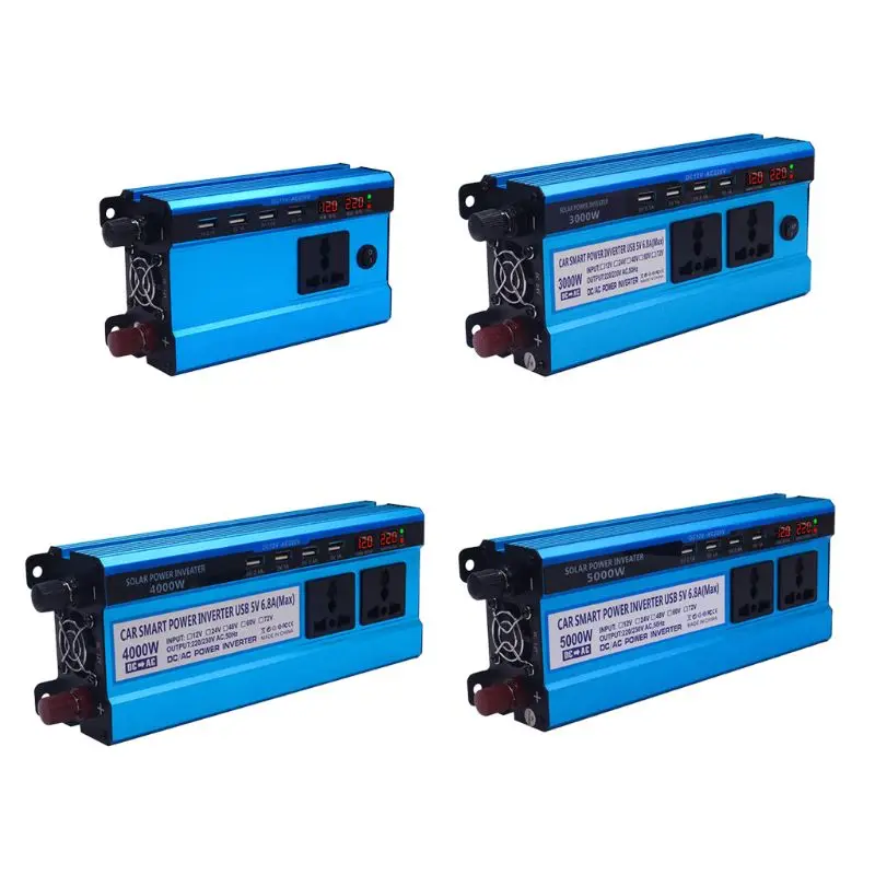 2021 New Solar Inverter DC 12/24V to AC 220V 500/3000/4000/5000W 4 USB Ports 2/3 Sockets | Обустройство дома