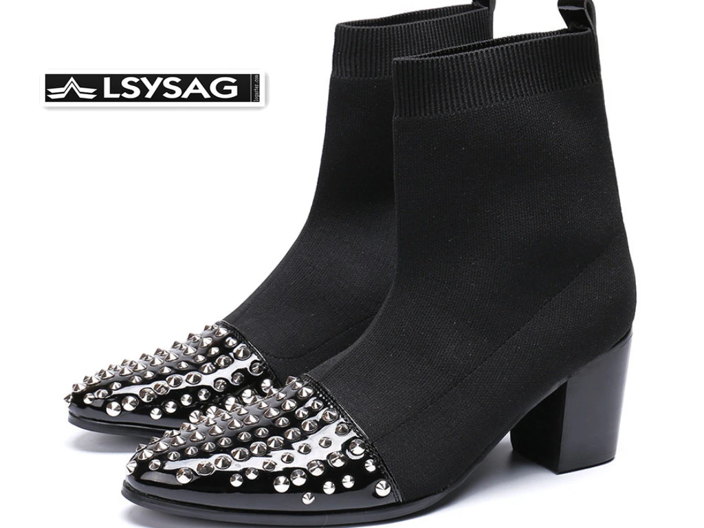 luxury rivet pointed toe ankle boots