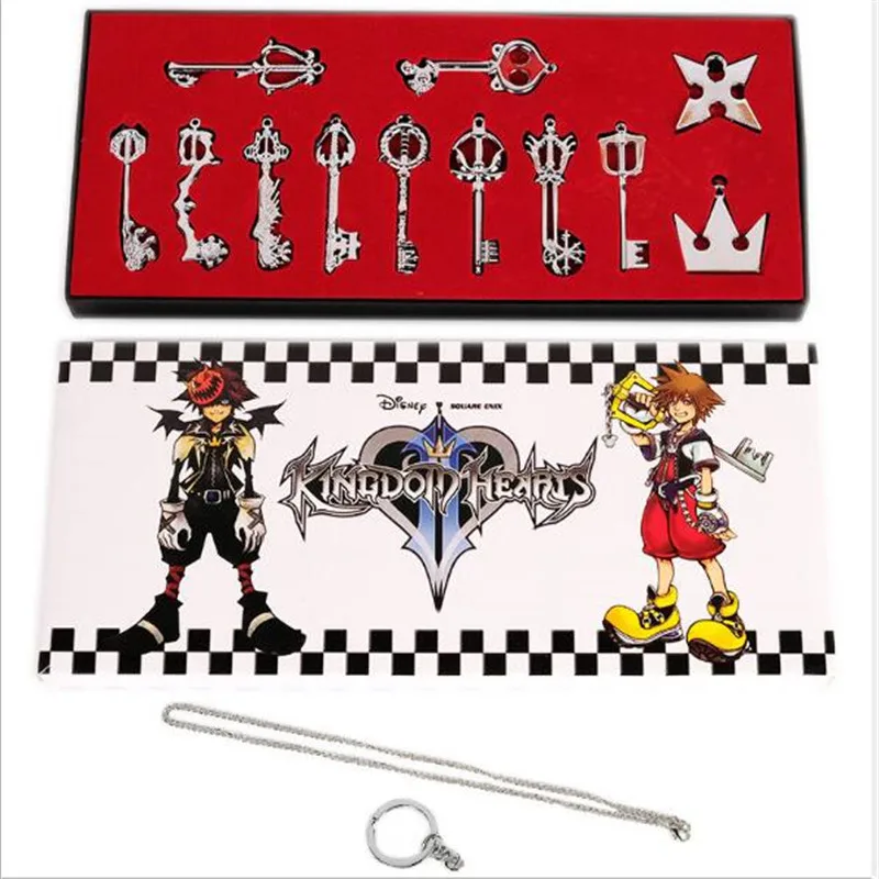 silver 13 шт./компл. Kingdom Hearts II ключ ожерелье «Лезвие» кулон+ Keyblade+ брелок набор оружия A1010 - Цвет: silver