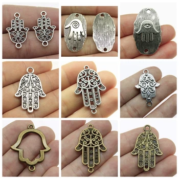 

New 4pcs Palm Connector Charm Pendants For Bracelet Necklace Jewelry Accessories Diy Jewelry Making