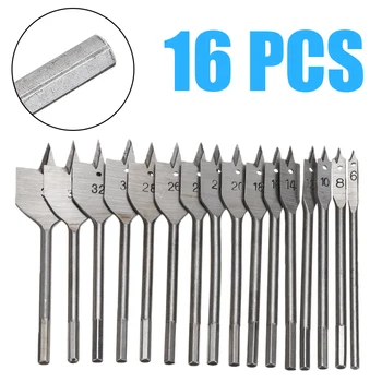 

16Pcs/Set 150mm /5.9in Drill Bit Tools Industrial Spade Paddle Flat Wood Woodworking Boring Drill Bits Specifications For 6-38mm