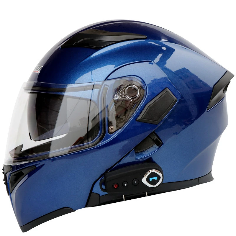 Casco de Moto con abatible hacia arriba, Modular, doble lente, color negro|Cascos| - AliExpress