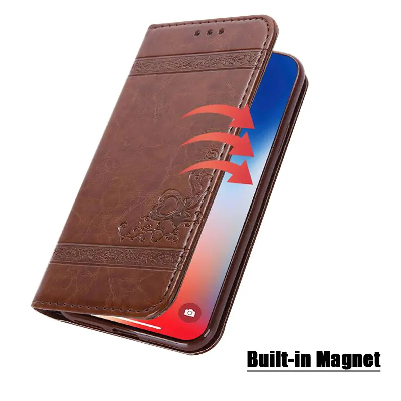 Чехол-книжка с откидной крышкой для samsung S10 Plus Note 10 S9 S8 S7 S6 A50 A70 A40 Note 9, кожаный чехол для телефона с тиснением, чехол s