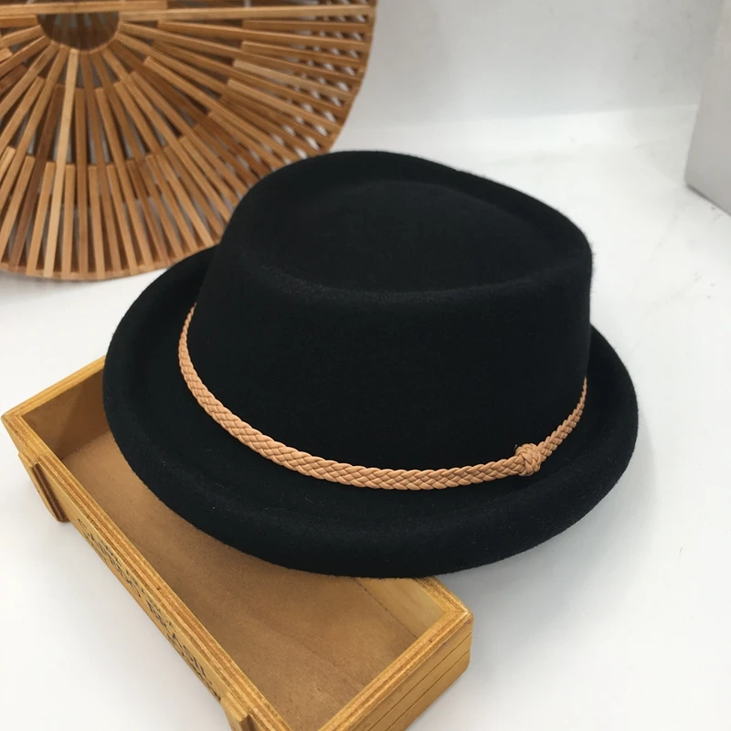 Новинка fedoras зимняя шерсть керлинг Хомбург контрактный и модный Джокер bump Sir шапки для мужчин и женщин - Цвет: Черный