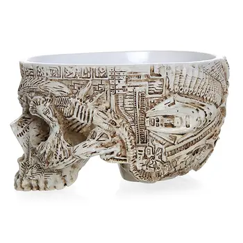 

Hand Carved Human Skull Flower Pot Vase Bowl Succulent Plant Planter Container Garden Home Halloween Decor