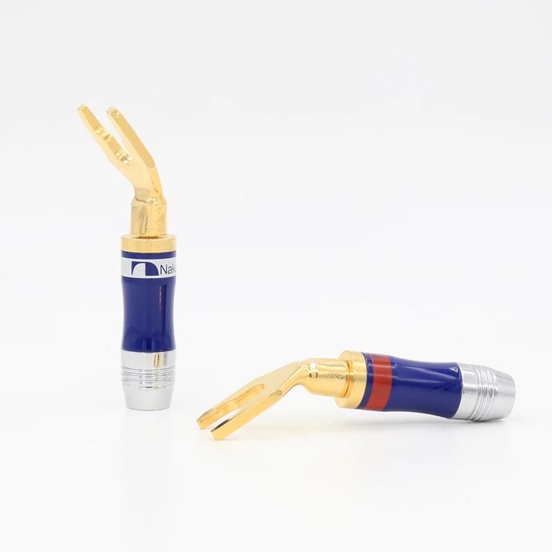 

Gold Plated Copper Spade Fork plug Speaker Screw Lock Connector terminal plug