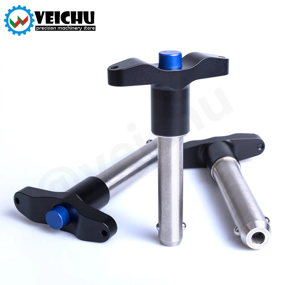 Cylindrical Locating Dowel Pin Stainless Steel Ball Lock Pins Stainless Steel Pins Clips 1pcs T-Handle Aluminum Grip Fastening Locating Safety Pins VCN117 Quick Release Button Pins Ball Lock With Ring