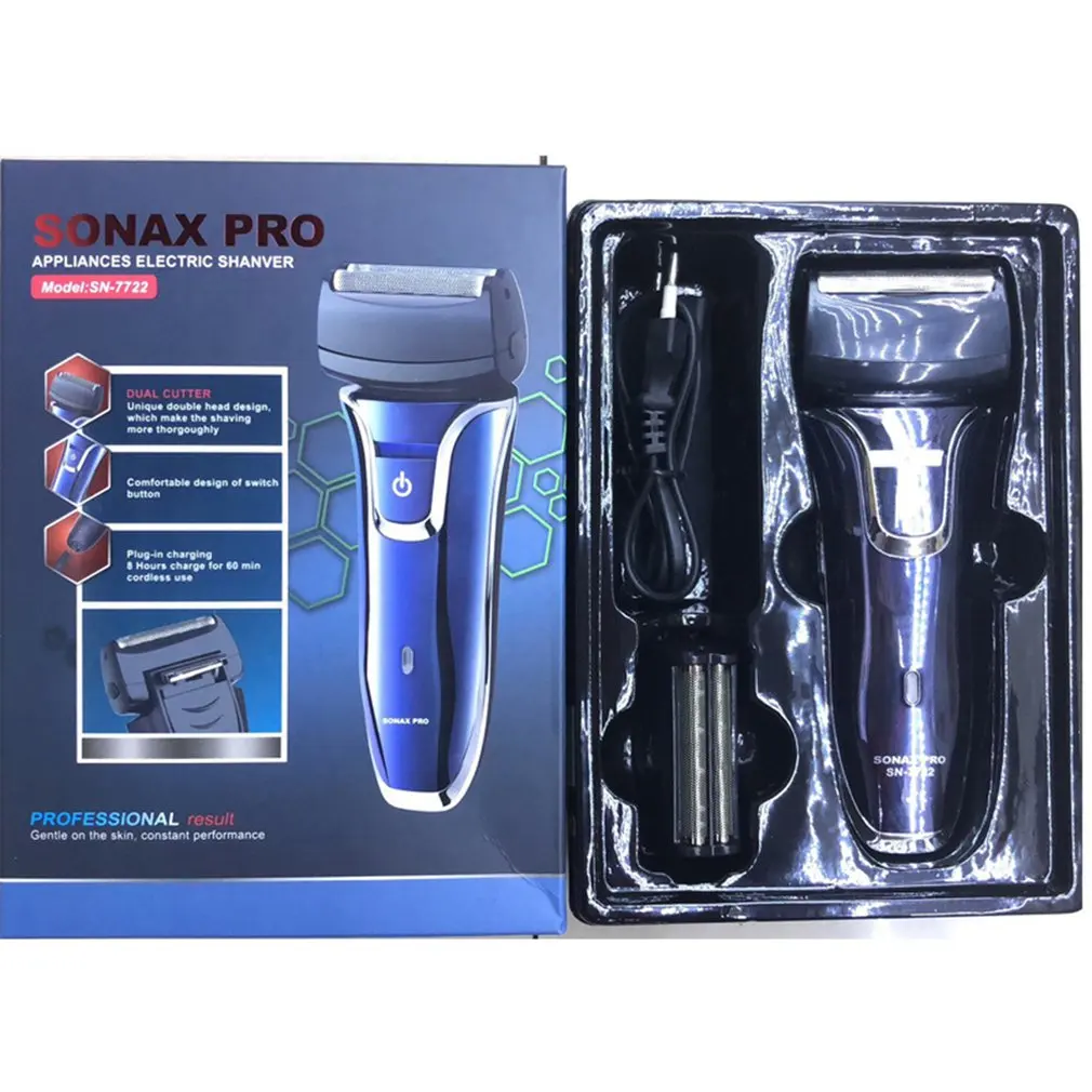 Для Sonax Pro электрическая бритва возвратно-поступательная Двойная сетка бритвенный нож для мужчин перезаряжаемый бородой нож N-7722