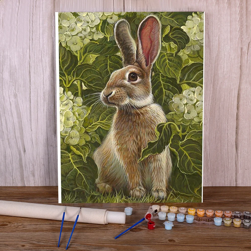 Pintura-de-coelho-animal-por-n-meros-kit-completo-tintas-a-leo-50-70 ...
