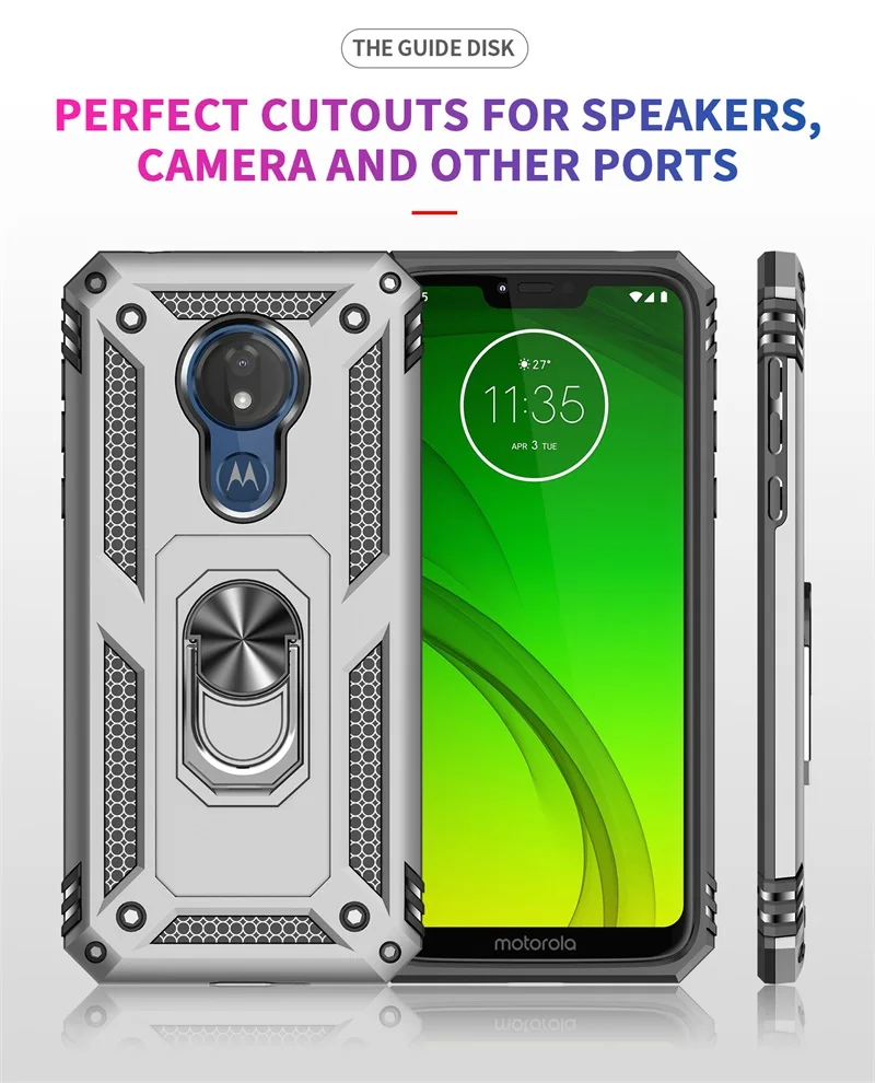 Для Motorola Moto G7 power чехол противоударный Броня Магнитный демонстрационный держатель для колец оболочка для Moto G7 силовой резиновый силиконовый корпус