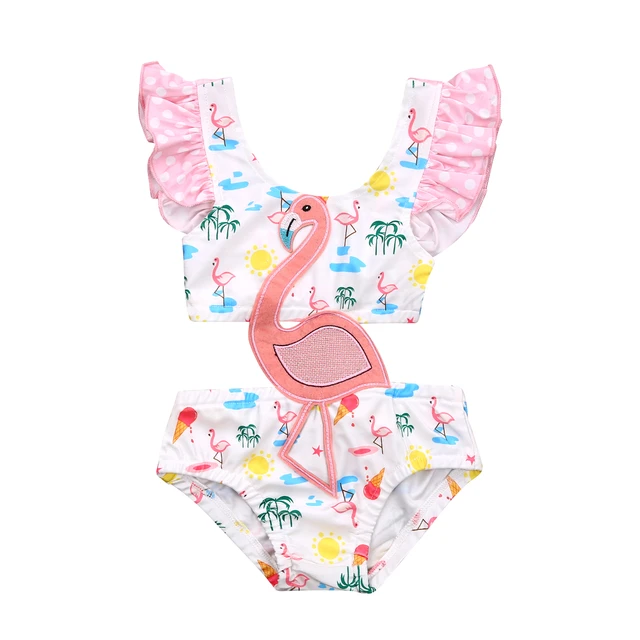 Infant Baby Girl Sweet Flamingo Patch One Piece Swimsuit Fashion Hollow  Ruffles Suspender Swimwear Bathing Suit 0-3Y - AliExpress