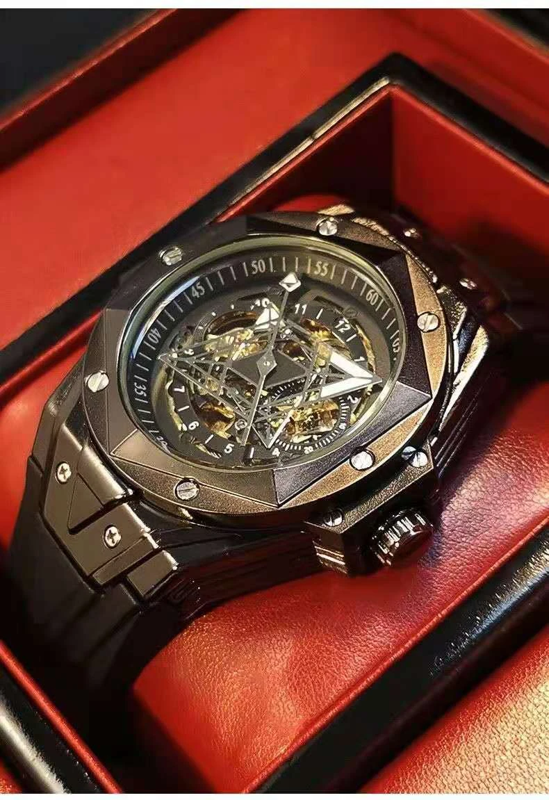 Men's Mechanical hollowed Automatic man watch luxury watches luminous waterproof brand  fashion casual MAN WATCH Reloj Hombre automatic watch
