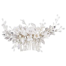 Потрясающий цветочный головной убор для невесты, серебряная расческа для волос, украшение для женщин на выпускной, свадебные аксессуары