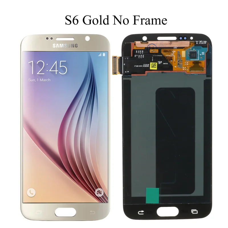 5,1 ''дисплей для samsung Galaxy S6 G920 G920i G920F G920W8 ЖК Супер AMOLED Замена с сенсорным экраном дигитайзер - Цвет: Gold No Frame