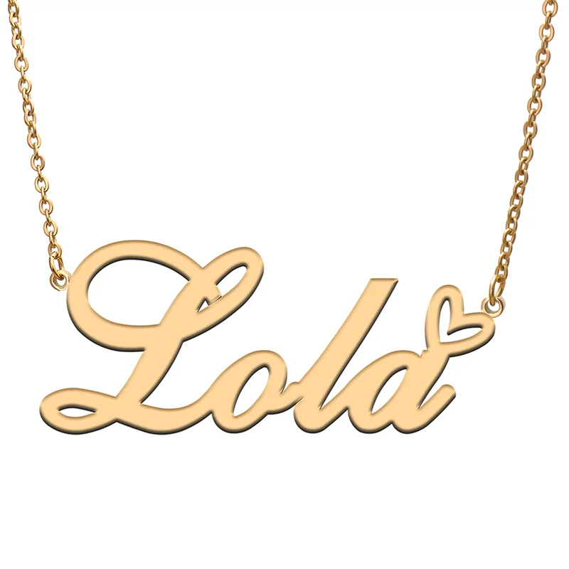 

Lola Name Tag Necklace Personalized Pendant Jewelry Gifts for Mom Daughter Girl Friend Birthday Christmas Party Present
