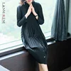 LANMREM 2022 High Quality New Pleated Clothing For Women Long Sleeve Stand Collar Doulble Pockets Loose Dress Vestido YF576 ► Photo 1/6