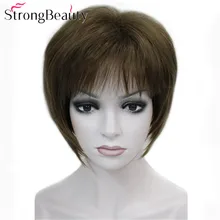 Сильные красивые короткие Синтетические прямые парики термостойкие монолитный парик 7 цветов для женщин