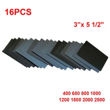 

16Pcs Wet Dry Sandpaper 400 600 800 1000 1200 1500 Grit Assortment Abrasive Paper Sheets For Sanding Wood Furniture Finishing