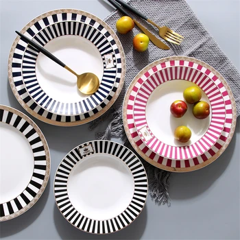 

Nordic Creative tableware Phnom penh Geometry Tableware Ceramic Dinner dish porcelain dessert Food Fruit Steak Pasta Plates