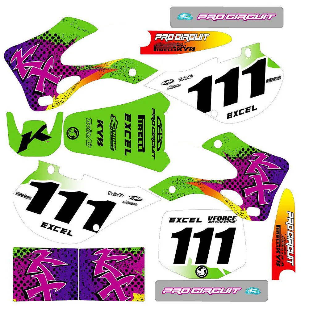 Мотоциклетные графические наклейки 3 м наборы наклеек для Kawasaki KX125 KX250 1999 2000 2001 2002