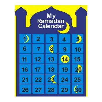 

Ramadan Hanging Countdown Calendar EID Mubarak Felt Moon Wall Sticker Muslim