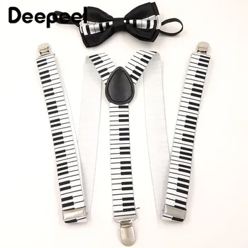 

Deepeel 1pc 2.5*100cm Men's Piano Keys Printed Elastic Suspenders Y-shaped Straps 3 Clips Adjustable Elastic Men's Back Tie Set