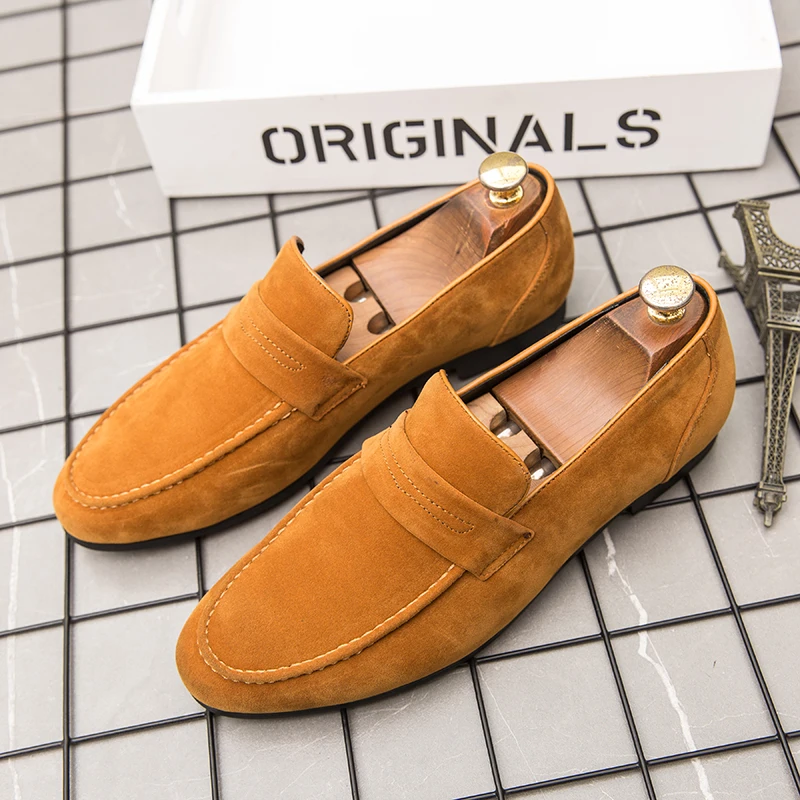 С волнообразным краем; Zapatos De Hombre Весна Для мужчин лоферы из замшевой кожи на плоской подошве; Повседневная обувь; дышащие слипоны; мягкая спортивная обувь мокасины, обувь для вождения