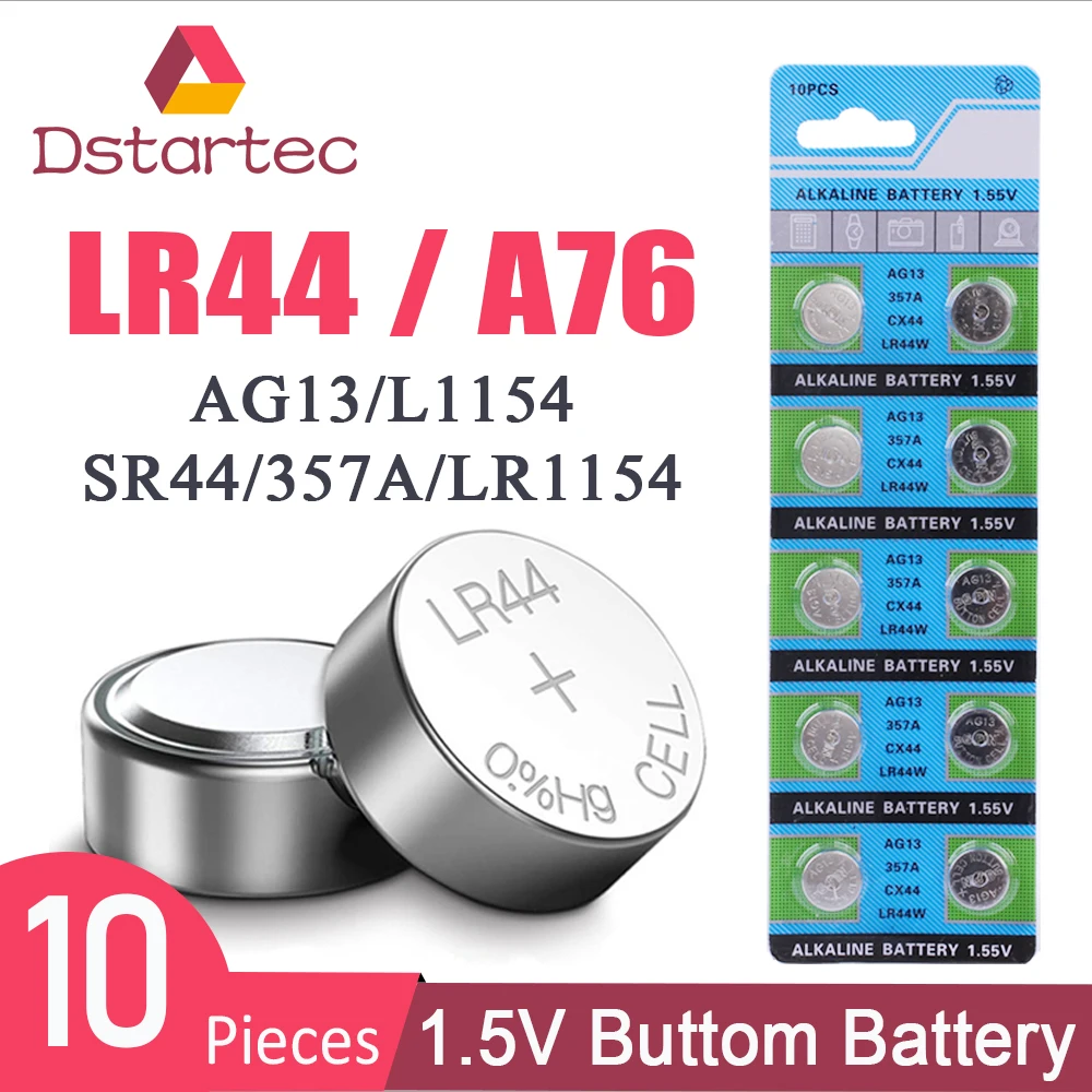 2020 nuevo 10 Uds 30mAh 1,55 V AG13 LR44 L1154 RW82 SR1154 SP76 pila SR44 pilas de botón para relojes de juguete remoto móvil de la batería,
