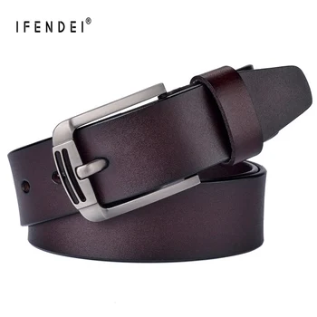 

IFENDEI Brand Genuine Men's Leather Fashion Belt Alloy Material Pin Buckle Business Retro Men's Jeans Wild High Quality Belts