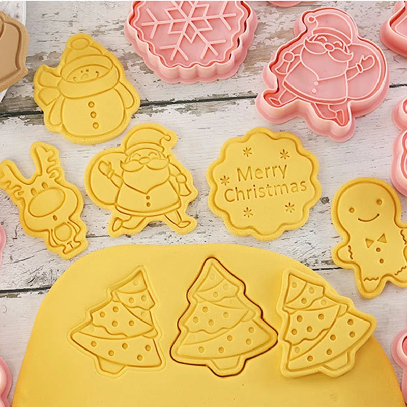 8 pcs Mouse Cookie Stamp, Cartoon Stamped Embossed Cookie Cutter Molds,  Children's Baking Set, for Cookie Baking Supplies, Kids Birthday Party