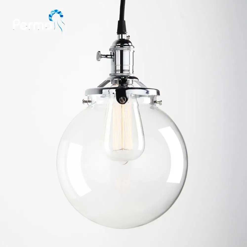Permo lámpara colgante de techo con forma de globo de cristal