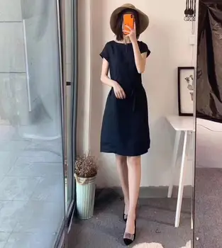 

Women Dress Linen Comfortable Breathable Temperament Waist Dress