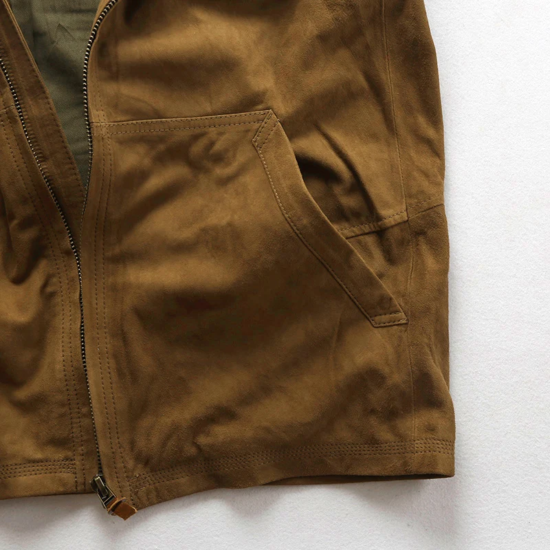 Deals 19H13 Read Description! Asian size men's sheep leather jacket mens genuine sheep leather vintage hoodie jacket