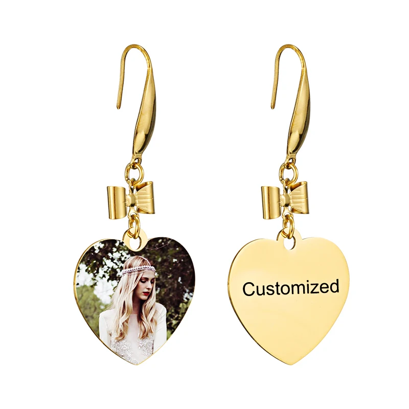 

Handmade Custom Photo Earrings Personalized Shape Heart Dangle Earring Korea Cute Earrings for Women Girls Surprised Gift