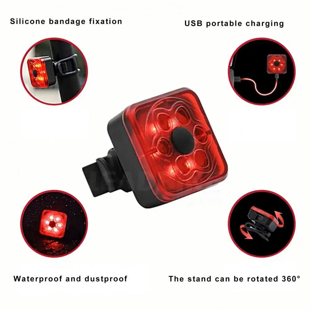 Bike Tail Light High Brightness Waterproof LED USB Rechargeable 360 Degrees Rotatable Taillight for Night Riding | Спорт и