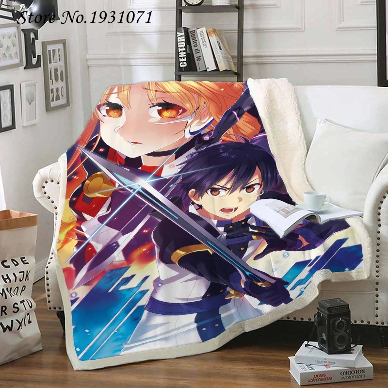 NEW Sword Art Online 3D Printed Fleece Blanket for Beds Thick Quilt