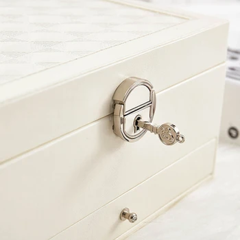 

Simple Solid Earrings Makeup Organizer Multi Layer Travel Stud Jewelry Box Display Rings Organizer Gift Portable With Key