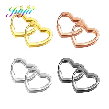 

Juya 2Pairs Heart Earrings Hook Clasps High Quality Gold Silver Color Earring Findings For DIY Women Hoop Earring Jewelry Making