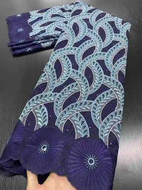 African Cotton Lace Fabric 2021 High Quality Swiss Voile Lace In Switzerland Nigerian Lace Fabrics For Wedding Dress YA3410B-5 Picture 6