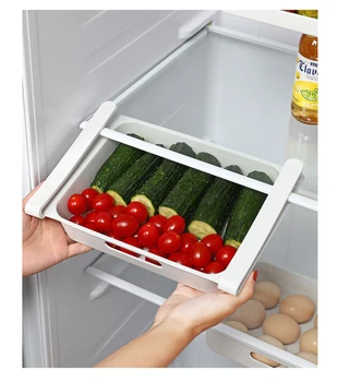

1PC Kitchen Adjustable Stretchable Refrigerator Organizer Drawer Basket Refrigerator Drawers Vegetable Storage Rack Holder