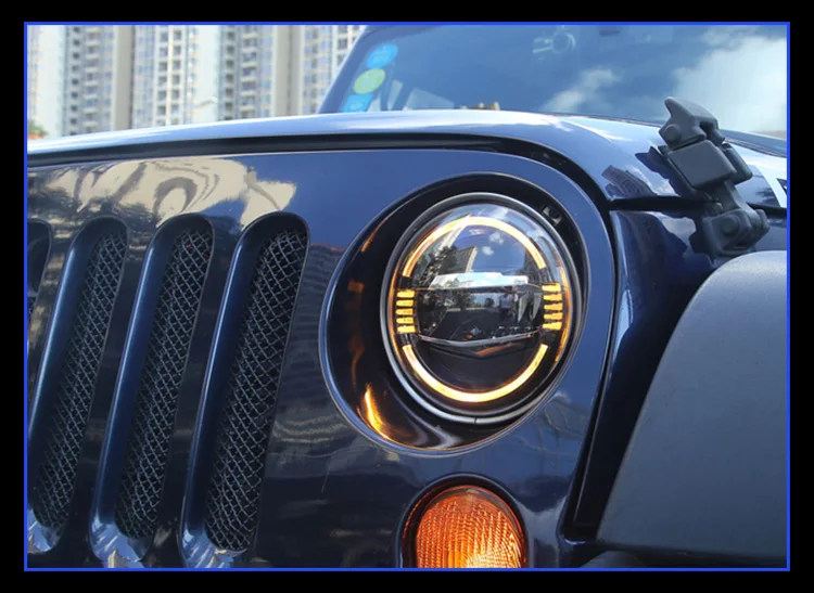 7 дюймов круглые светодиодные фары DRL& Hi/Lo луч и янтарный свет поворота для Jeep Wrangler JK TJ LJ CJ Rubicon Sahara неограниченный Hummer