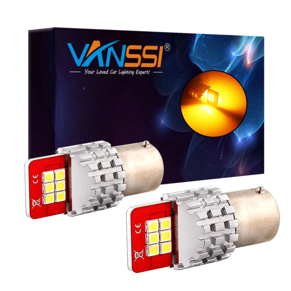 VANSSI 2x BAU15S PY21W 7507 янтарно желтые светодиодные лампы Сверхъяркие 12496 лм