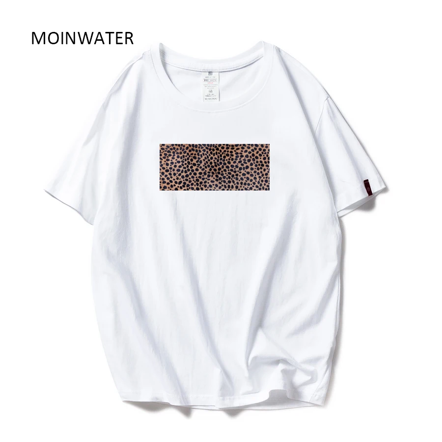Футболка MOINWATER женская с леопардовым принтом Модный хлопковый топ Повседневная